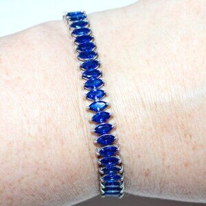 Sterling Silver Blue Stone Adjustable Bracelet